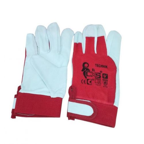 Rukavice kombi, textil-koža TECHNIK červeno-biele 9"