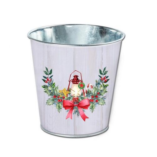 Kvetináč vianočný plechový 133x115 mm girlanda