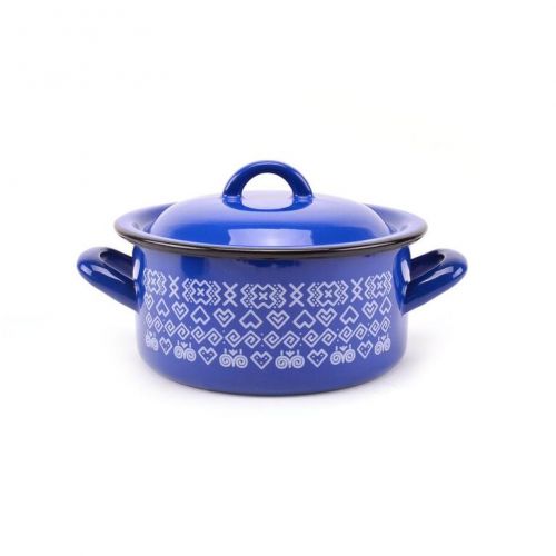 Kastról smaltovaný s pokrievkou, 18cm / 2,0L dekor Čičmany