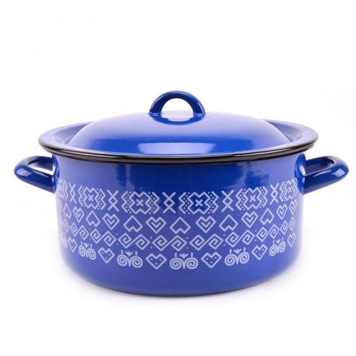 Kastról smaltovaný s pokrievkou, 28cm / 8,0L dekor Čičmany