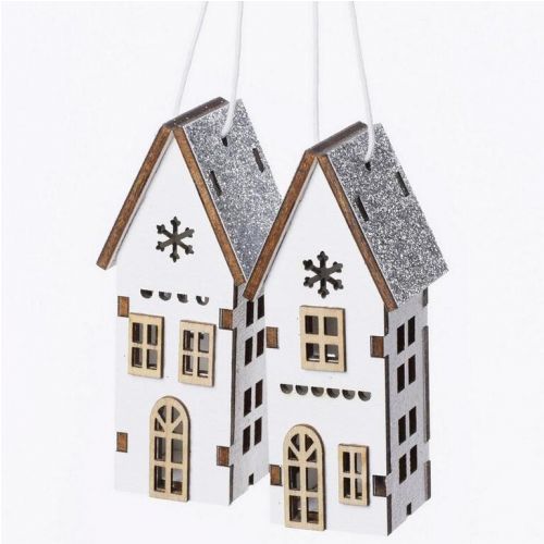 Ozdoba závesná domček 3,2x3x7,5 cm drevo mix