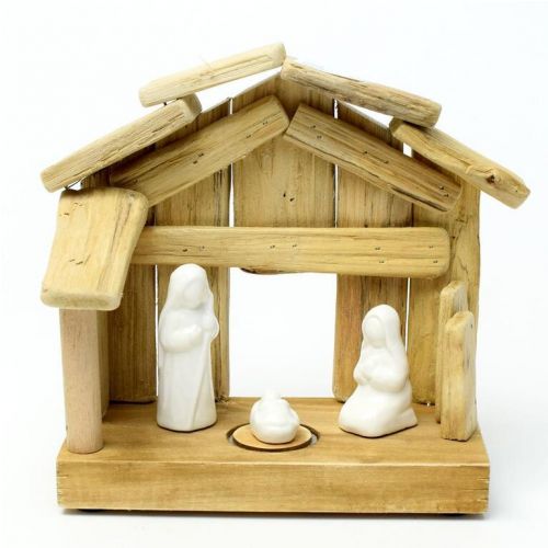 Betlehem drevený LED, 20,5x9x18 cm