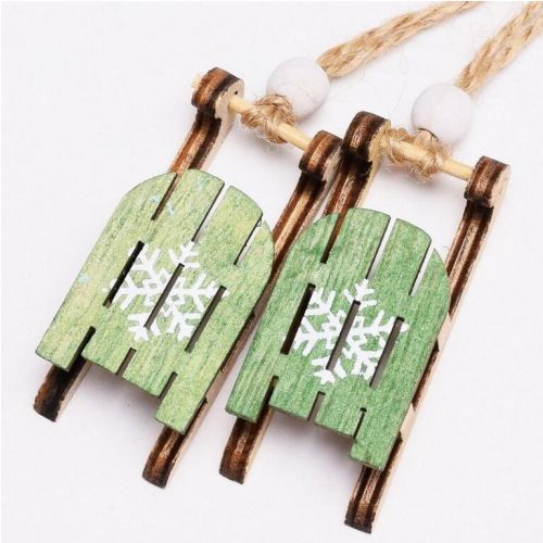 Ozdoba závesná sánky 15x2,8x2,2 cm sada 2 ks drevo