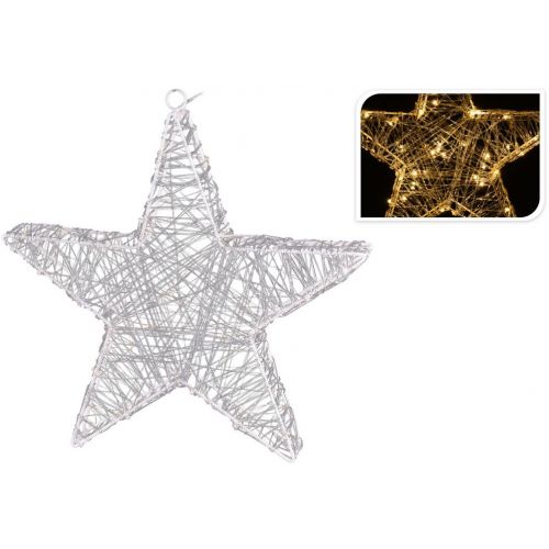 Svetlo vianočné 30 LED teplé biele hviezda 30 cm s časovačom baterky