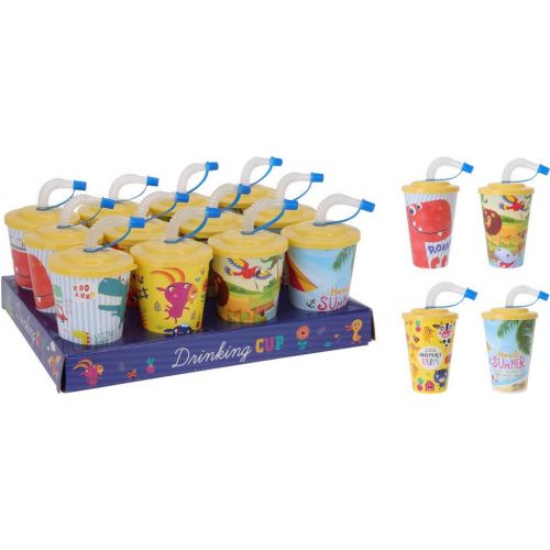 Pohár na vodu 400 ml so slamkou, detský, mix