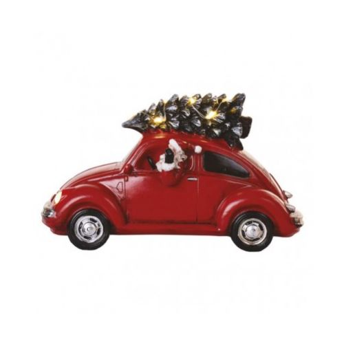 Vianočné auto Santa 10Led Plast červené