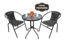 Nábytok záhradný NINA 3-dielny kov+ratan+sklo