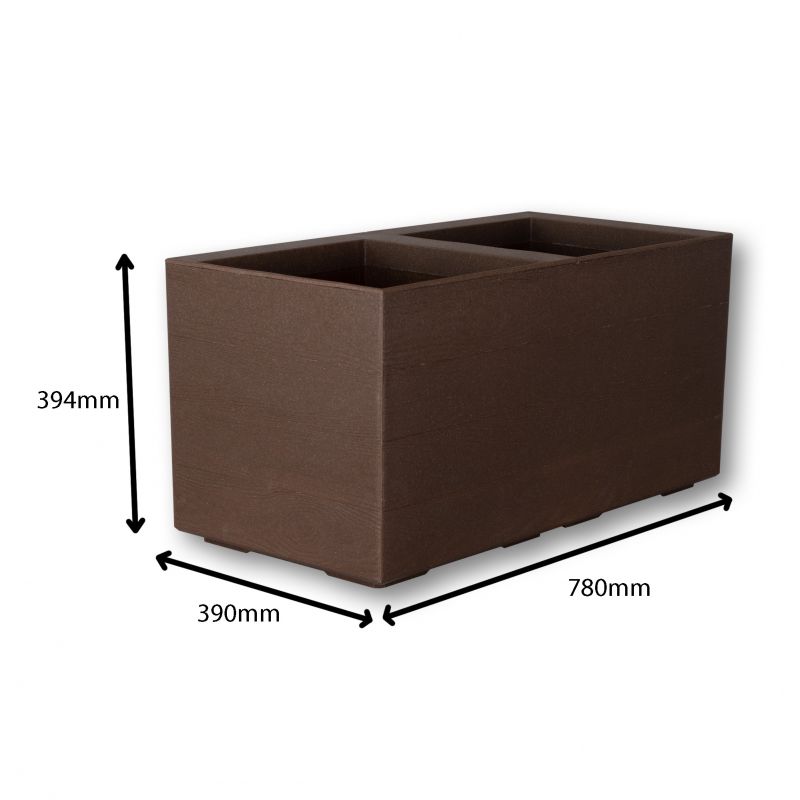 Kinekus Kvetináč truhlík plastový 390x780 mm, KARO ECO COFFEE DESKA espresso výška 394 mm na kolieskach