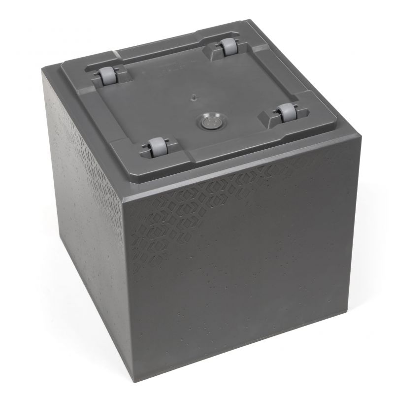 Kinekus Kvetináč plastový 390x390 mm KARO ECO COFFEE DESKA espresso výška 394 mm na kolieskach