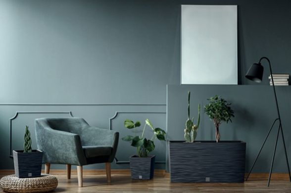 Kinekus Kvetináč plastový, 240x240mm, FURU SQUARE LOW, antracit, výška 235mm, s vložkou