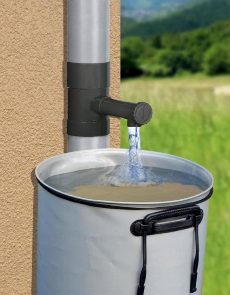 Zberač dažďovej vody s ventilom pre PVC a kovové zvody s priemerom 100mm, šedý