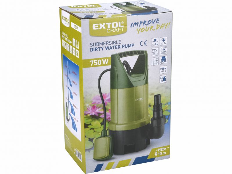 EXTOL CRAFT Čerpadlo ponorné 750W, max. prepr. objem 1300l/hod, max. výtlak 8m
