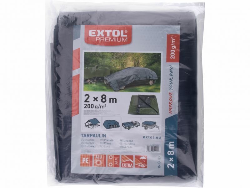 EXTOL PREMIUM Plachta krycia 2x8m extra hrubá, PE 200g/m2
