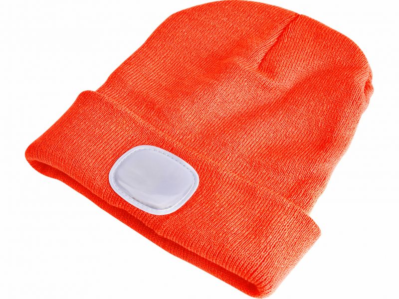EXTOL LIGHT Čiapka oranž.s čelovým svetlom, LED 4x25lm, USB