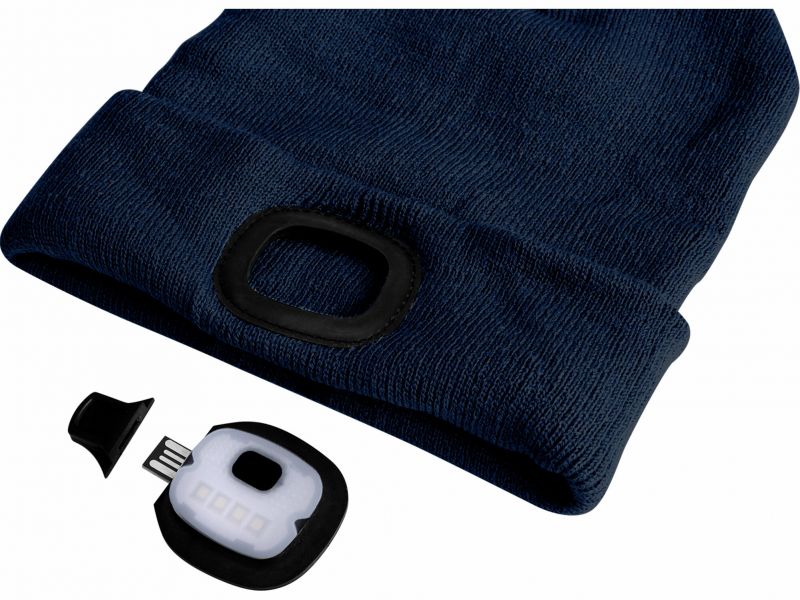 EXTOL LIGHT Čiapka tmavomodrá s čelovým svetlom, LED 4x25lm, USB