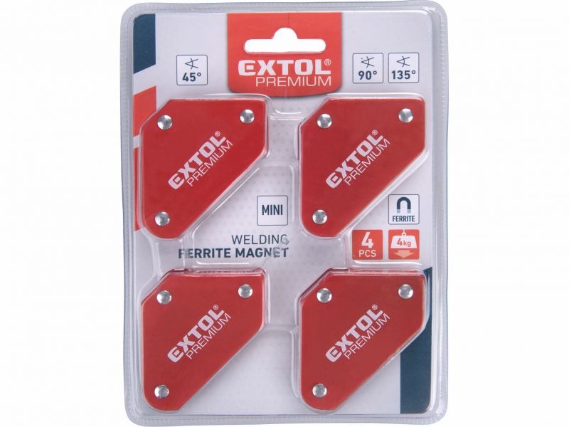 EXTOL PREMIUM Uholník magnetický na zváranie, 4ks, sila magnetu 4kg
