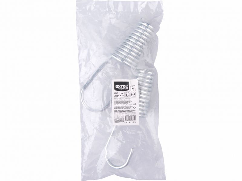 EXTOL PREMIUM Hák na elastický popruh, 2ks pr. 4mm, pozinkovaný