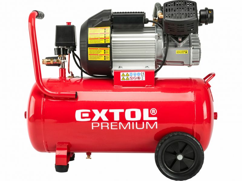 EXTOL PREMIUM Kompresor olej. dvojvalcový príkon 2,2kW, nádoba 50L, max. 8bar.