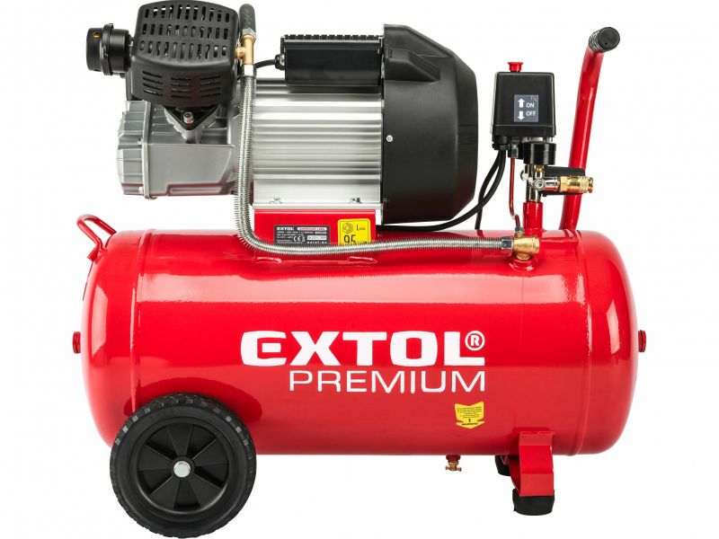 EXTOL PREMIUM Kompresor olej. dvojvalcový príkon 2,2kW, nádoba 50L, max. 8bar.