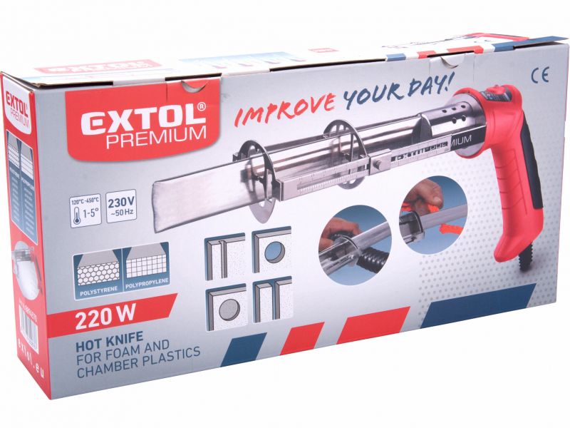 EXTOL PREMIUM Nôž elektrický na polystyrén, 220W, max. 450st.