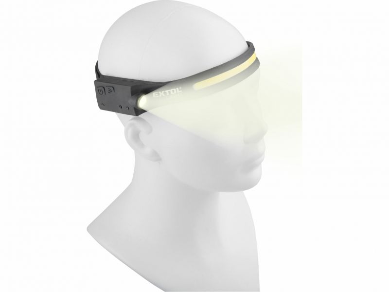 EXTOL LIGHT Lampa čelová 350lm, COB + XPE LED, 1,2Ah Li-pol, pevný plastový pás