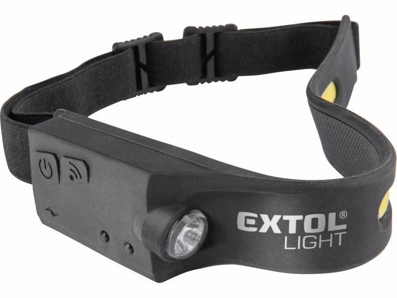 EXTOL LIGHT Lampa čelová 350lm, COB + XPE LED, 1,2Ah Li-pol, pevný plastový pás