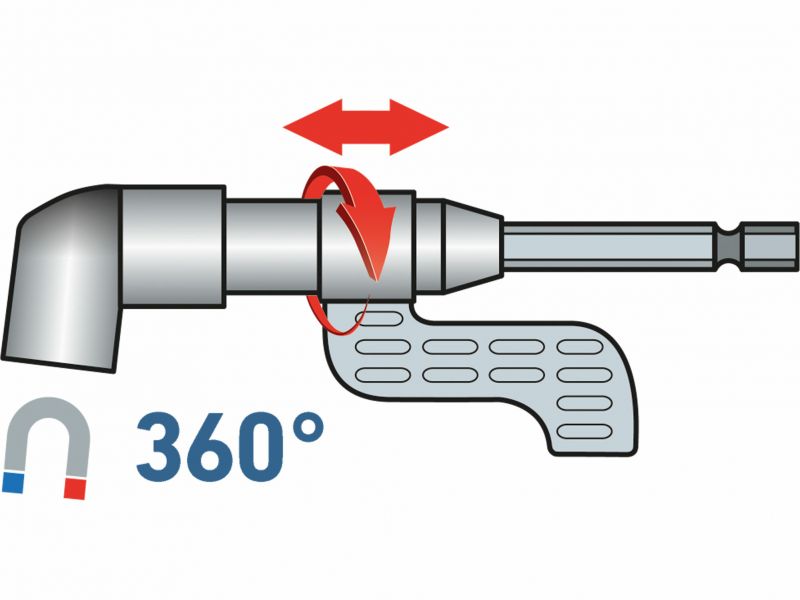 EXTOL CRAFT Nadstavec na bity rohový, 140mm, 1/4"" HEX na 1/4""bit,max.25Nm