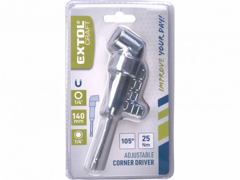 EXTOL CRAFT Nadstavec na bity rohový, 140mm, 1/4"" HEX na 1/4""bit,max.25Nm
