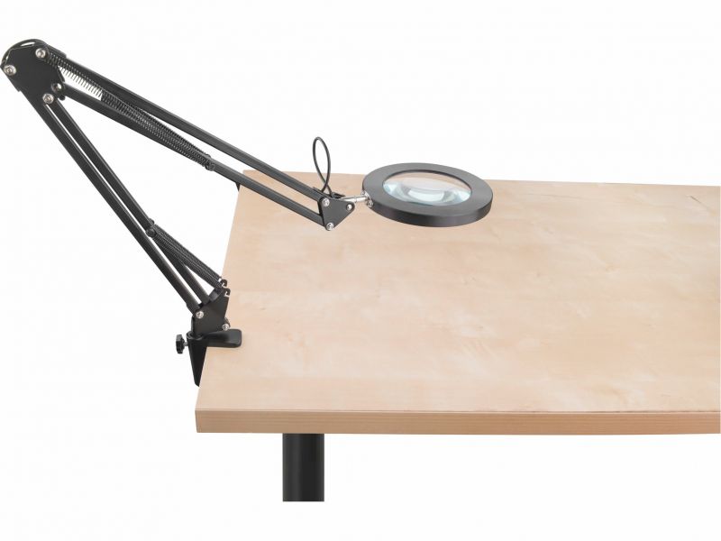 EXTOL LIGHT Lampa stolová s LED a lupou, 1300lm, nastaviteľné rameno, USB napájanie