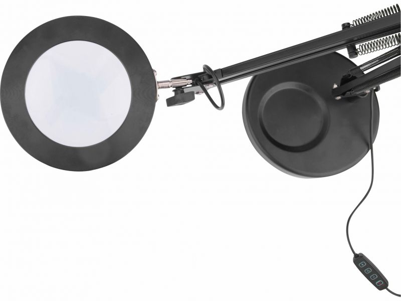 EXTOL LIGHT Lampa stolová s LED a lupou, 1300lm, nastaviteľné rameno, USB napájanie