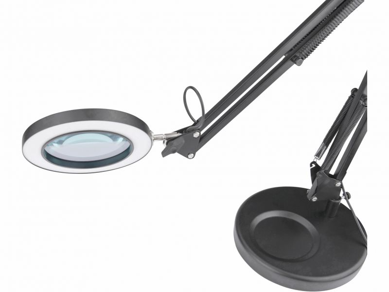 EXTOL LIGHT Lampa stolová s LED a lupou, 1300lm, nastaviteľné rameno, USB napájanie