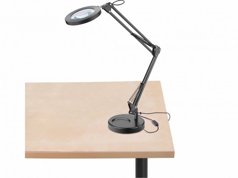 EXTOL LIGHT Lampa stolová s LED a lupou, 1300lm, nastaviteľné rameno, USB napájanie