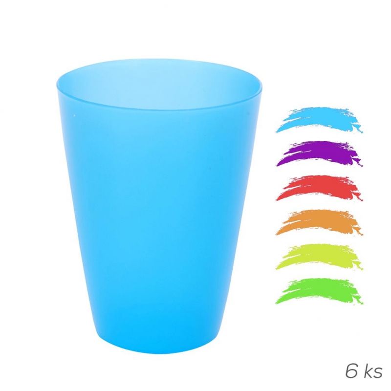 Pohár plastový 300ml 6ks farebný mix