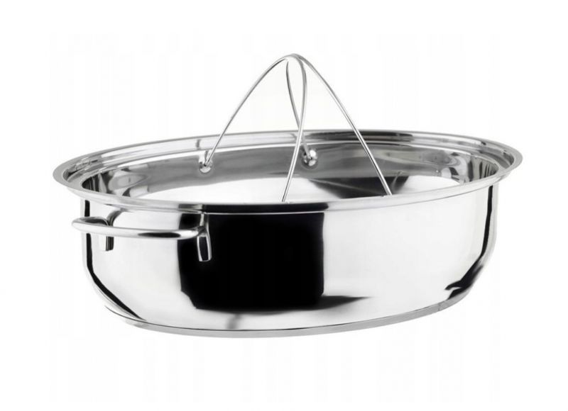 Kinekus Hrniec, pekáč oceľový s pokrievkou + parná vložka 5,6L-34cm oválny