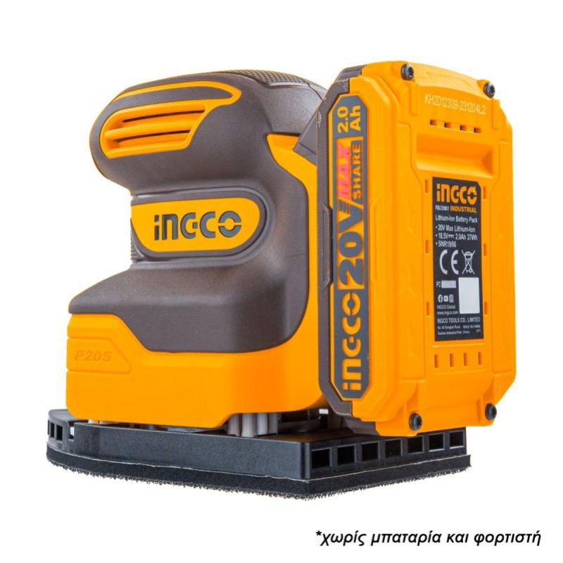 INGCO Brúska dlaňová CPSLI2014 INGCO AKU 20V P20S INDUSTRIAL, bez akumulátora a nabíjačky