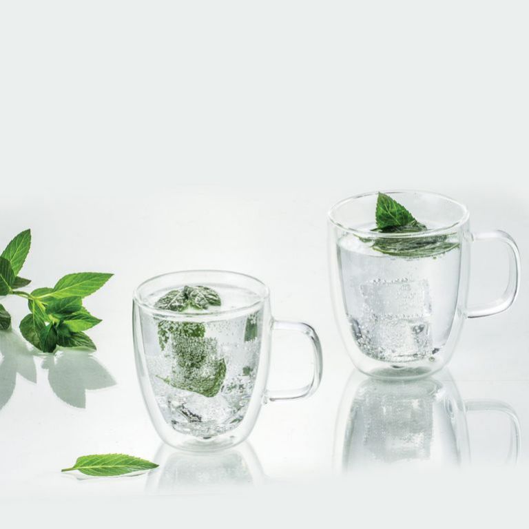 Kinekus Pohár sklenený, dvojstenný, MIA, 350ml, DUALI s uškom, sada 2ks