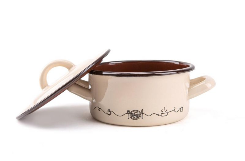 Kinekus Kastról smaltovaný s pokrievkou, 14cm/1,0L, dekor Linea