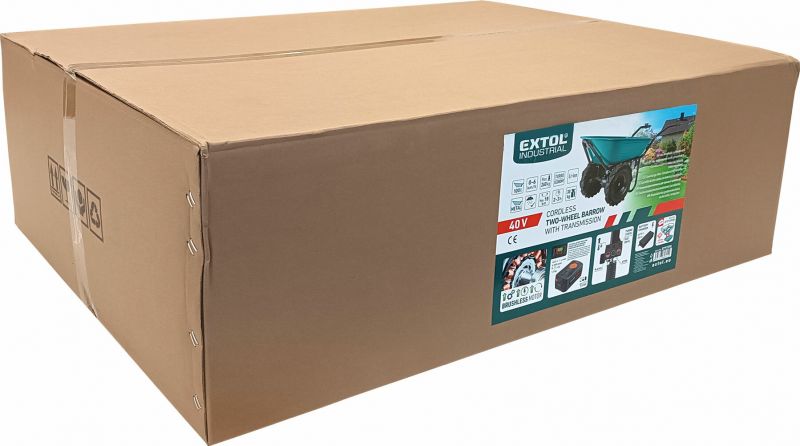 EXTOL INDUSTRIAL Fúrik na AKU pohon, dvojkolesový 1x40V/6Ah, nab.2A, 100L, max.260kg