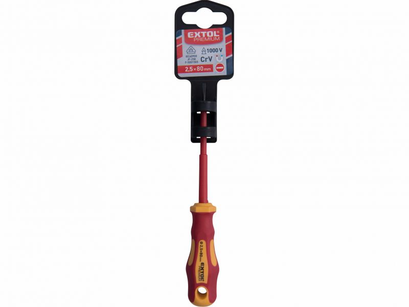 EXTOL PREMIUM Skrutkovač elektrikársky 1000V, plochý 2,5x80mm, VDE/GS