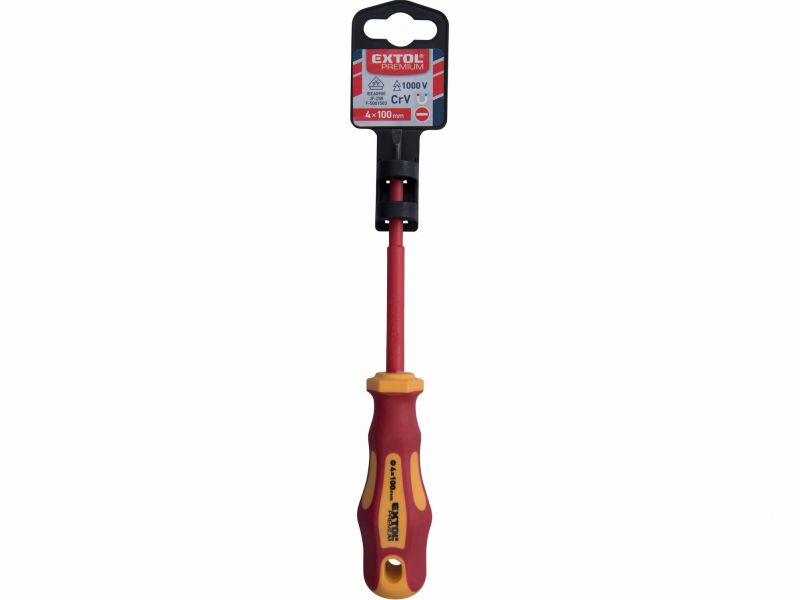 EXTOL PREMIUM Skrutkovač elektrikársky 1000V, plochý 4x100mm, VDE/GS