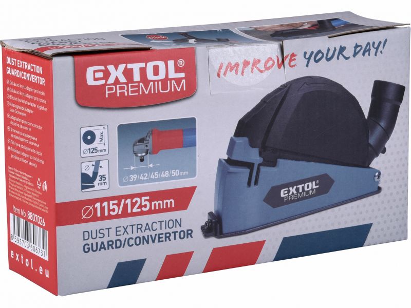 EXTOL PREMIUM Kryt s odsávaním pre uhl. brúsku 115-125mm, na rezanie