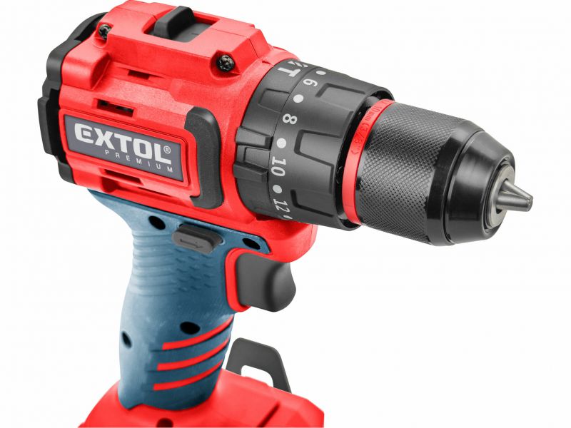 EXTOL PREMIUM Vŕtačka s príklepom SHARE 20V, 2x2Ah, 50Nm