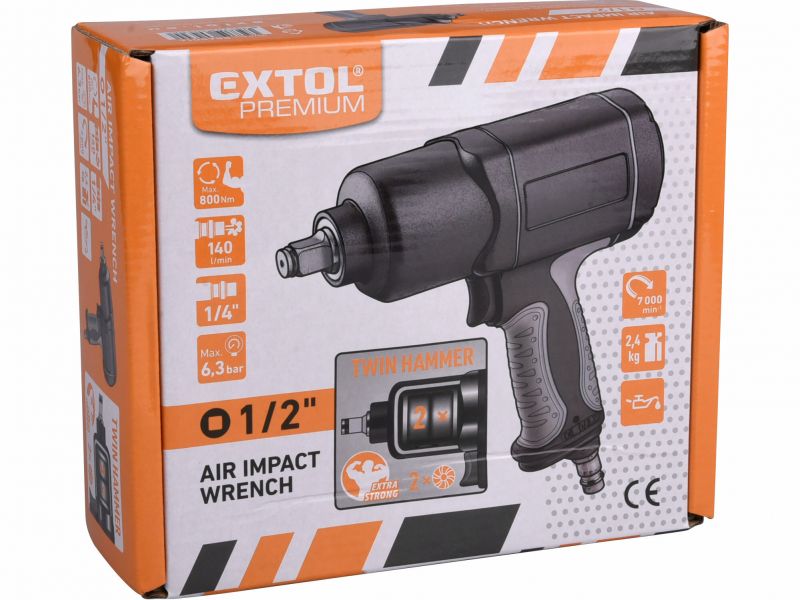 EXTOL PREMIUM Uťahovač príklepový pneum., max. uťahovací moment 800Nm