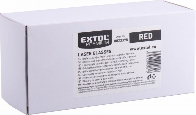 EXTOL PREMIUM Okuliare k laserovej vodováhe, červené