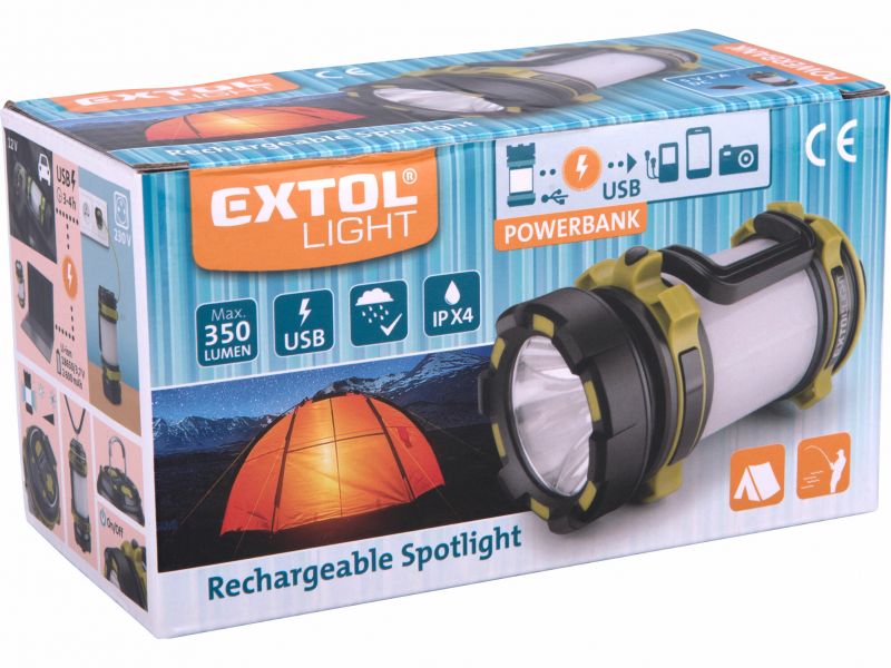 Kinekus Svietidlo nabíj. s powerbankou, 350lm, Cree XPG2 LED, USB nabij.