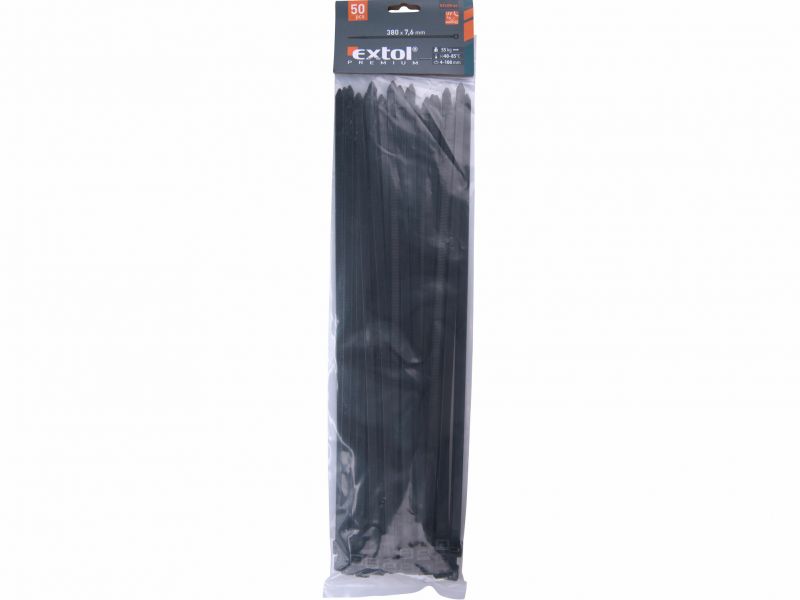 EXTOL PREMIUM Pásky sťahovacie, 7,6x380mm, balenie 50ks