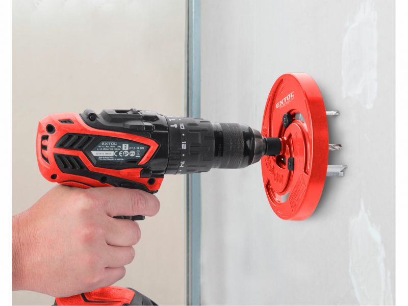 EXTOL PREMIUM Vyrezávač otvorov trojramenný nastaviteľný, priemer 19-127mm, Bi-metal nože, hliníková základňa