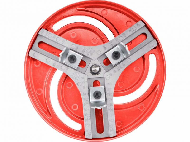EXTOL PREMIUM Vyrezávač otvorov trojramenný nastaviteľný, priemer 19-127mm, Bi-metal nože, hliníková základňa