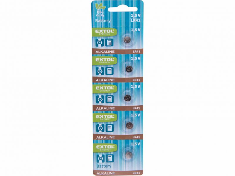 EXTOL ENERGY Monočlánky LR41 alkalické 5ks, 1,5V