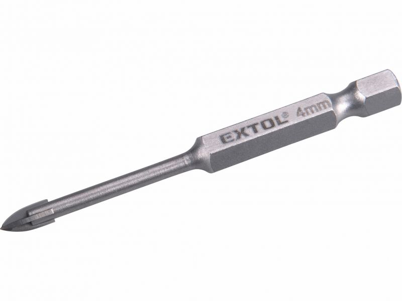 EXTOL PREMIUM Vrták do skla 4x74mm, šesťhranná 1/4 stopka